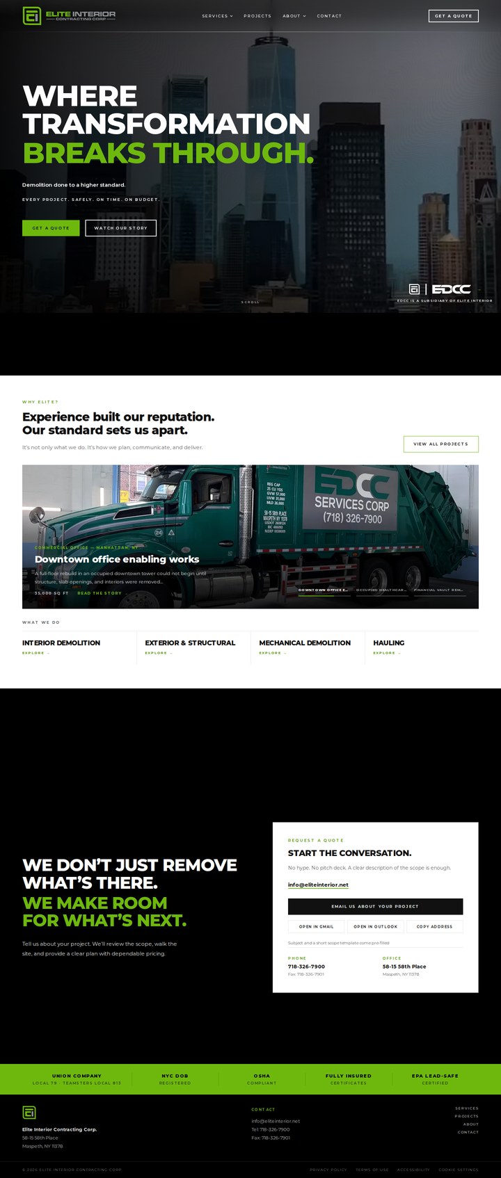 Elite Interior — full website