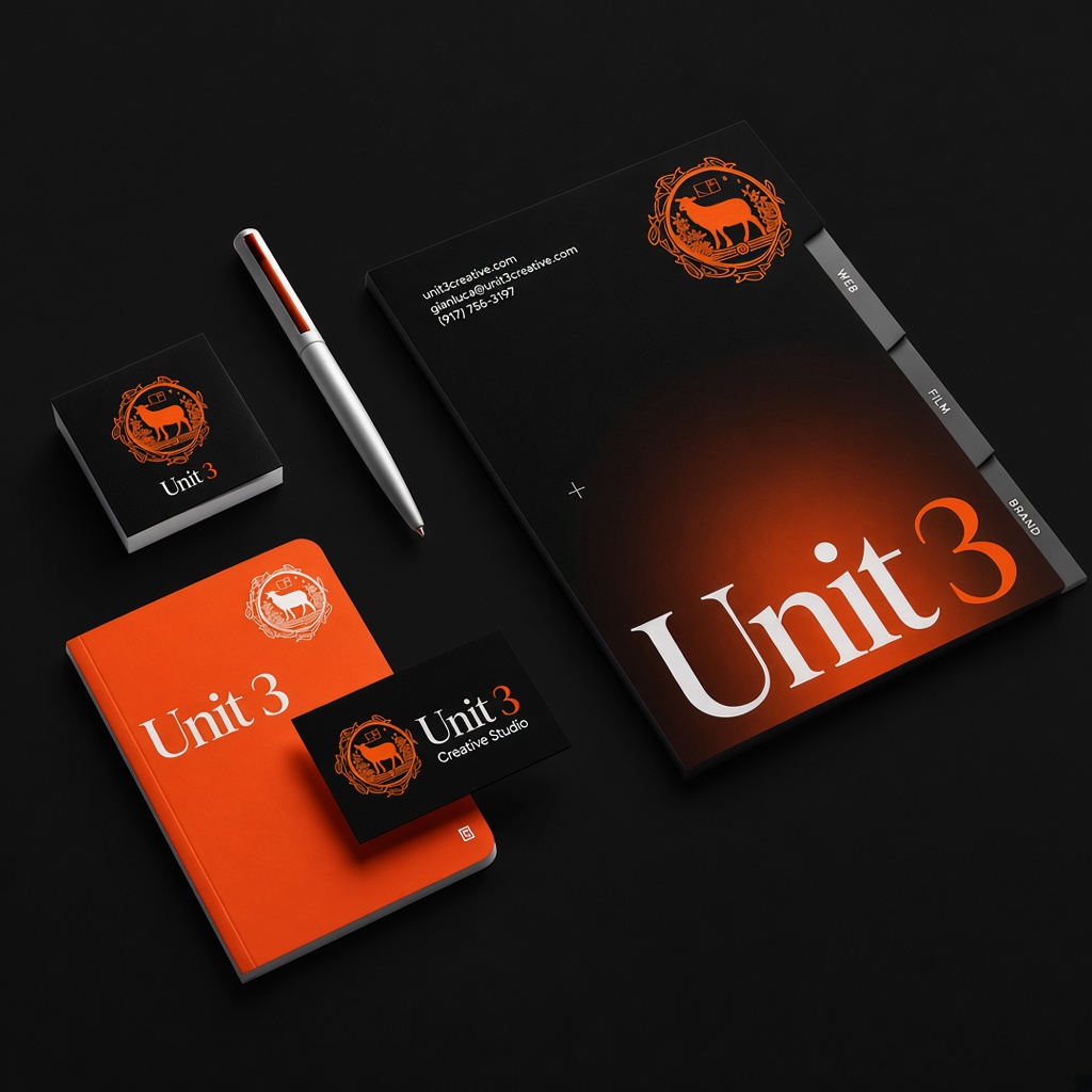 Unit 3 stationery kit — folder, notebook, pen, cards